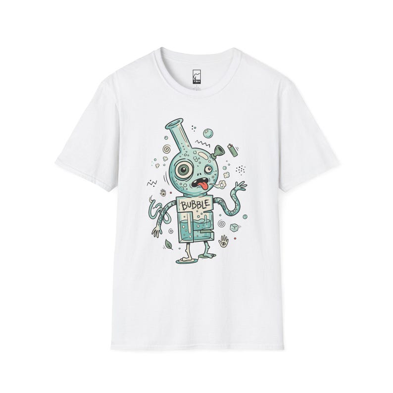 Koszulka Bubble Stoner | Zabawna koszulka z grafiką 420, koszulka unisex z psychodelicznym dymem, prezent dla miłośnika stonerów White
