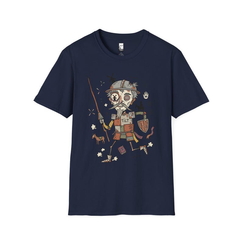 Don Quixote Graphic Tee | Funny Spanish Knight Illustration, Unisex Culture Shirt Navy