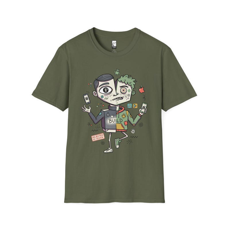 Mobile Dev Shirt | Funny iOS Tee | Android T Shirt | App Builder Graphic Tee | Software Engineer Shirt | Coder Gift Military Green