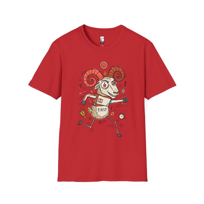 Aries Ram Graphic Tee | Funny Zodiac Astrology Unisex Shirt Red