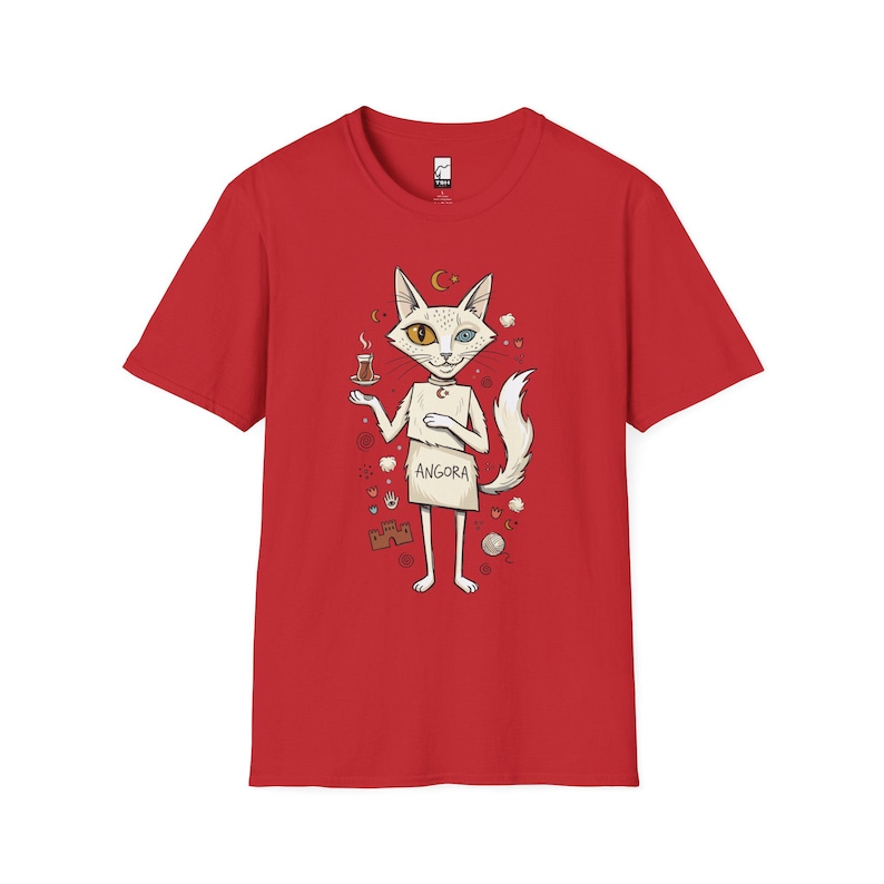 Camiseta turca con estampado de gato de Angora / Camiseta con estampado Ankara, Camiseta unisex de la cultura turca Red