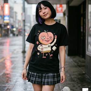 Fuzzy Peach T-Shirt | Lazy Morning Graphic Tee, Sleepy Coffee Lover Unisex Shirt