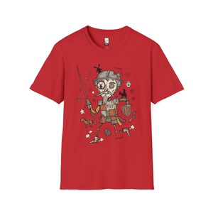 Don Quixote Graphic Tee | Funny Spanish Knight Illustration, Unisex Culture Shirt Red
