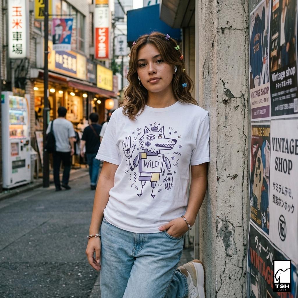 Wild Wolf Graphic Tee | Boho Folk Art, Indie Lowbrow Unisex Shirt