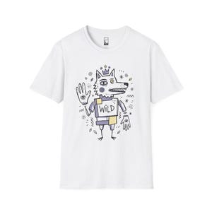 Wild Wolf Graphic Tee | Boho Folk Art, Indie Lowbrow Unisex Shirt White