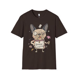 Bougie French Bulldog T-Shirt | Funny Spoiled Dog Mom Graphic Tee Dark Chocolate