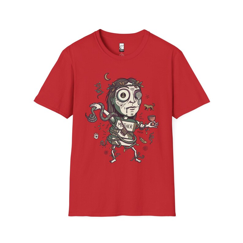 Psychedelisches T-Shirt | Ayahuasca Mutter Grafik Tee, Schamane spirituelles Unisex Shirt, Trippy Geschenk für Sie Him Red