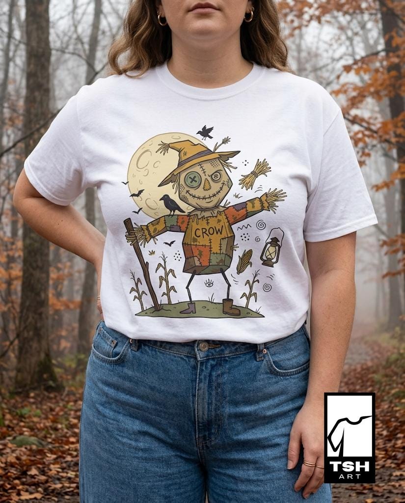 Unisex Scarecrow T-Shirt | Funny Halloween Print | Autumn Harvest Graphic Tee | Spooky Scarecrow T-Shirt