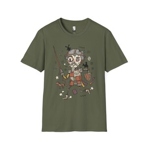 Don Quixote Graphic Tee | Funny Spanish Knight Illustration, Unisex Culture Shirt Military Green