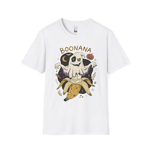 Funny Ghost Banana Shirt | Boonana Halloween T Shirt | Cute Spooky Pun Tee | Pumpkin Moon Graphic Tee | Vintage Halloween Tee | Unisex Gift White
