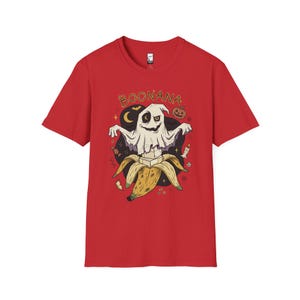 Funny Ghost Banana Shirt | Boonana Halloween T Shirt | Cute Spooky Pun Tee | Pumpkin Moon Graphic Tee | Vintage Halloween Tee | Unisex Gift Red