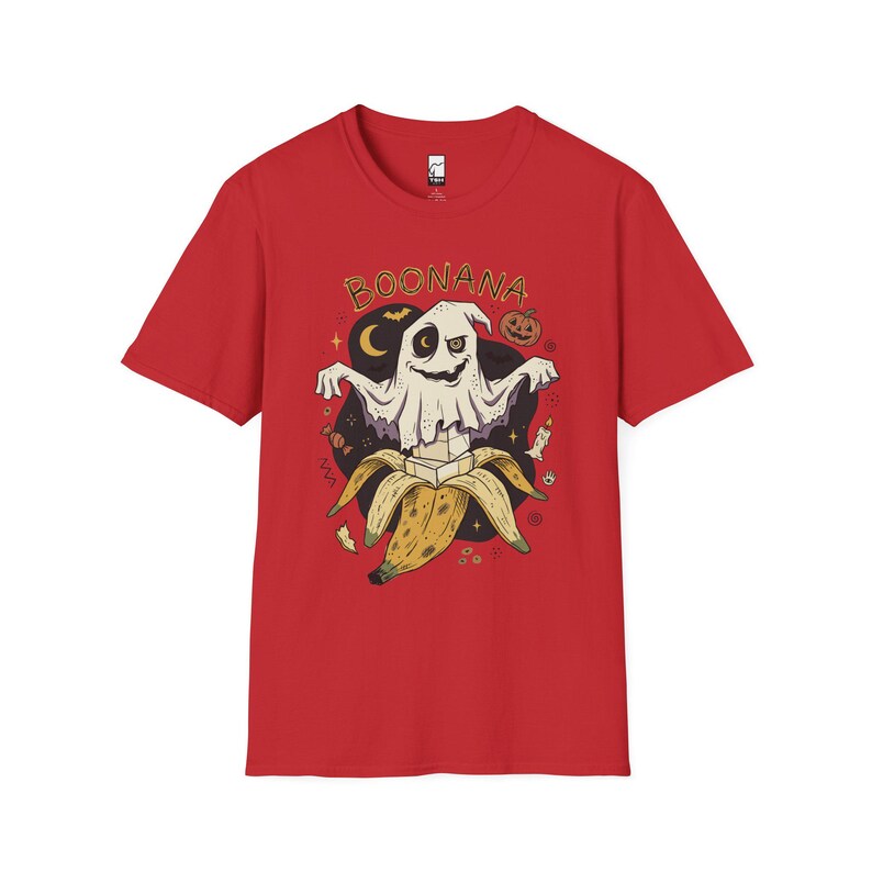 Funny Ghost Banana Shirt | Boonana Halloween T Shirt | Cute Spooky Pun Tee | Pumpkin Moon Graphic Tee | Vintage Halloween Tee | Unisex Gift Red