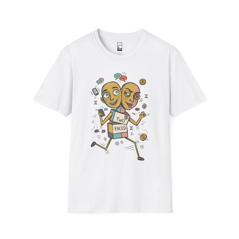 Gemini T-Shirt | Funny Dual Zodiac Illustration, Astrology Graphic Tee White