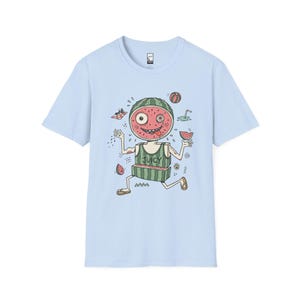 Rolig vattenmelon-T-shirt | Saftig sommargrafik-T-shirt, udda fruktälskare-T-shirt Light Blue