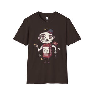 London T-Shirt | British Gentleman Phone Box Graphic Tee, Unisex Shirt Dark Chocolate