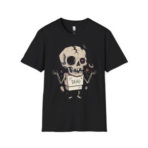 Dode schedel T-shirt | Grappig Halloween-grafisch T-shirt, griezelig schattig goth-uniseks shirt, griezelig horrorliefhebber cadeau Black