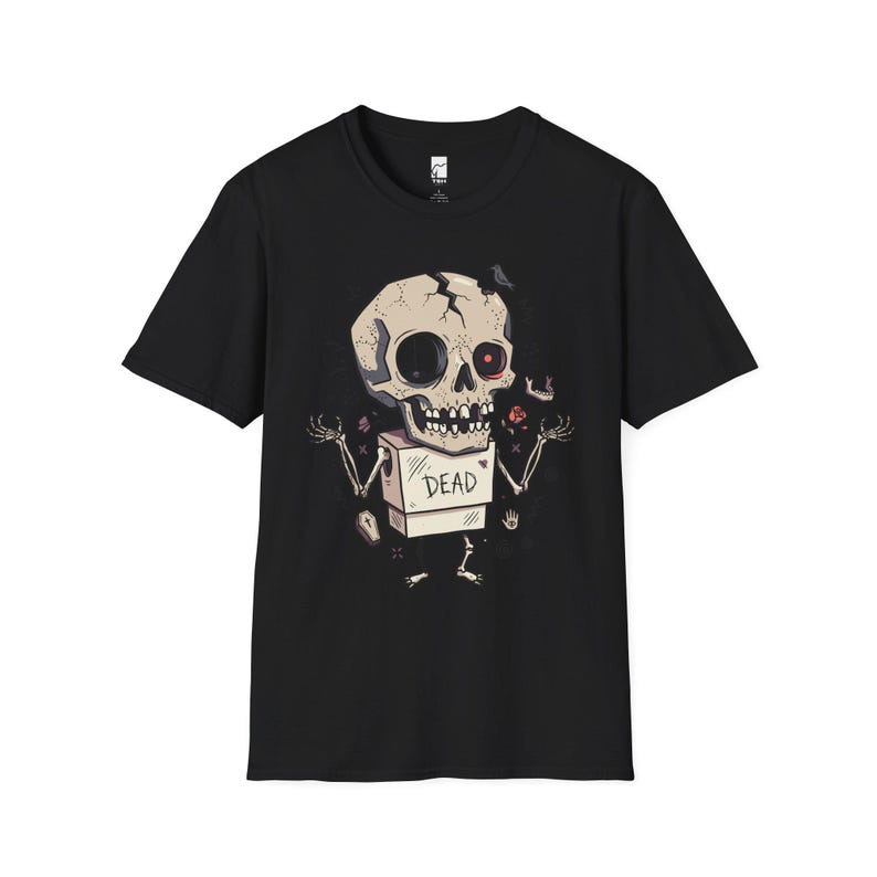 Dode schedel T-shirt | Grappig Halloween-grafisch T-shirt, griezelig schattig goth-uniseks shirt, griezelig horrorliefhebber cadeau Black