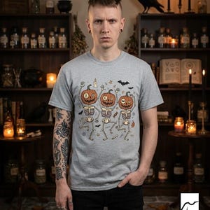 Dancing Pumpkin Skeletons T-Shirt | Halloween Jack-o'-Lanterns