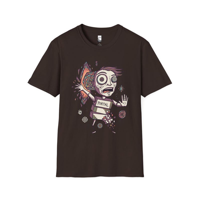 Psykedelisk T-shirt | DMT Portal Graphic Tee, Trippy Hyperspace Unisex-tröja, Helig geometri-present till honom Dark Chocolate