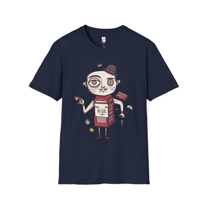 London T-Shirt | British Gentleman Phone Box Graphic Tee, Unisex Shirt Navy