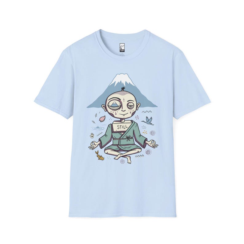 Zen Meditation Graphic Tee | Funny Mount Fuji Unisex Shirt, Japan Gift Light Blue