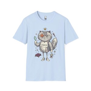 Persian Cat T-Shirt | Bougie Feline Graphic Tee, Cat Royalty Unisex Shirt Light Blue