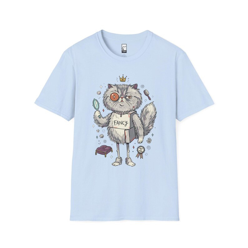 Persian Cat T-Shirt | Bougie Feline Graphic Tee, Cat Royalty Unisex Shirt Light Blue