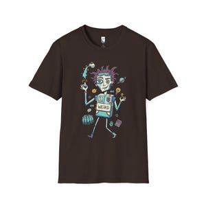 Koszulka z nadrukiem znaku zodiaku Wodnik | Ekscentryczny Wodnik, koszulka unisex z grafiką astrologiczną Dark Chocolate