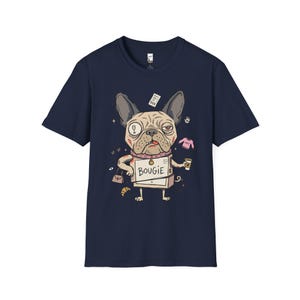 Bougie French Bulldog T-Shirt | Funny Spoiled Dog Mom Graphic Tee Navy