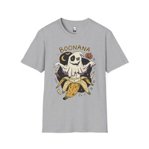 Funny Ghost Banana Shirt | Boonana Halloween T Shirt | Cute Spooky Pun Tee | Pumpkin Moon Graphic Tee | Vintage Halloween Tee | Unisex Gift Sport Grey