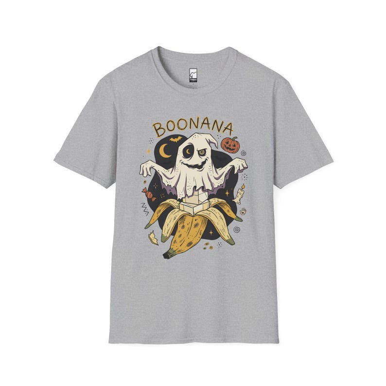 Funny Ghost Banana Shirt | Boonana Halloween T Shirt | Cute Spooky Pun Tee | Pumpkin Moon Graphic Tee | Vintage Halloween Tee | Unisex Gift Sport Grey
