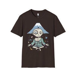 Zen Meditation Graphic Tee | Funny Mount Fuji Unisex Shirt, Japan Gift Dark Chocolate