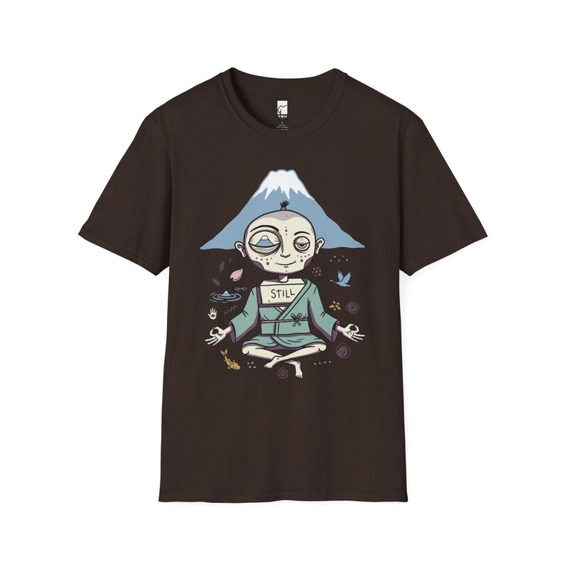 Zen Meditation Graphic Tee | Funny Mount Fuji Unisex Shirt, Japan Gift Dark Chocolate