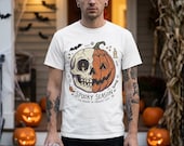Spooky Season Halloween Shirt | Skull Pumpkin T Shirt | Retro Horror Graphic Tee | Creepy Fall Outfit | Gothic Autumn Wear | Unisex Gift