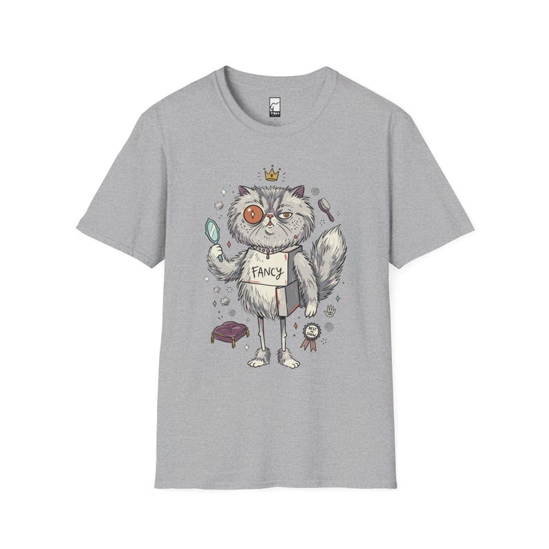 Persian Cat T-Shirt | Bougie Feline Graphic Tee, Cat Royalty Unisex Shirt Sport Grey