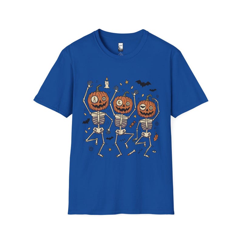 踊るカボチャの骸骨Tシャツ｜ハロウィン ジャック・オー・ランタン Royal