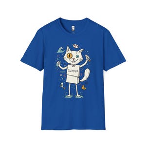 Turkish Van Cat Swimming Graphic Tee | Funny Water Loving Unisex Shirt Royal