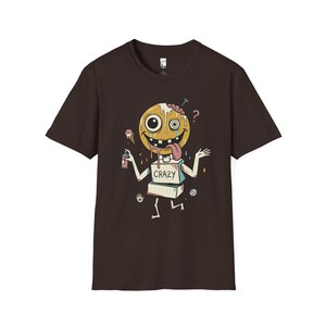 Crazy Drip Smiley T-Shirt | Weirdcore Streetwear Graphic Tee, Y2K Grunge Unisex Shirt Dark Chocolate