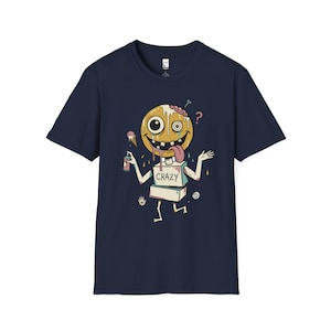 Crazy Drip Smiley T-Shirt | Weirdcore Streetwear Graphic Tee, Y2K Grunge Unisex Shirt Navy
