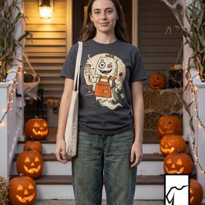 Halloween Ghost Coffee Shirt | Funny Barista Graphic Tee | Boo Rista T Shirt | Spooky Season Coffee Tee | Vintage Spooky Tee | Unisex Gift