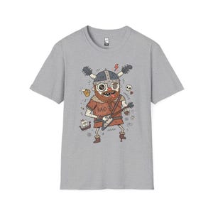 Viking Rocker T-Shirt | Norse Heavy Metal Graphic Tee, Guitarist Unisex Shirt Sport Grey