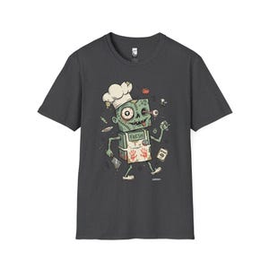 Koszulka Zombie Chef | Koszulka z grafiką Horror Cooking, odzież dla smakoszy na Halloween Dark Heather
