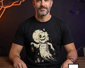Unisex Ghost T-Shirt | Vintage Halloween Print | Spooky Graveyard Graphic Tee | Retro Ghost T-Shirt
