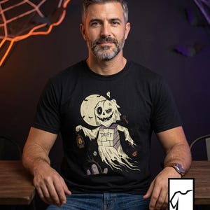 Unisex Ghost T-Shirt | Vintage Halloween Print | Spooky Graveyard Graphic Tee | Retro Ghost T-Shirt