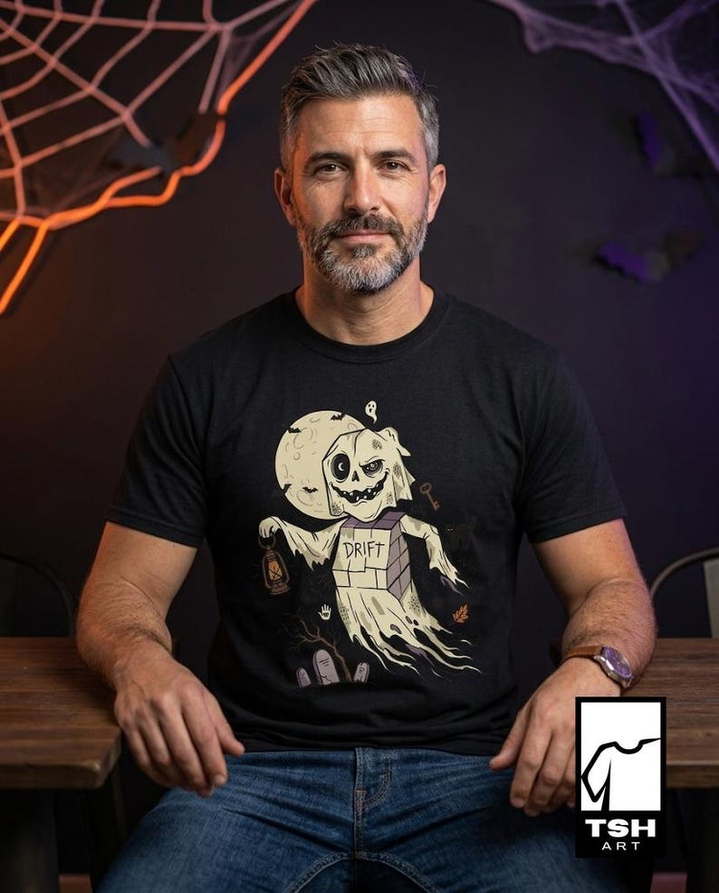Unisex Ghost T-Shirt | Vintage Halloween Print | Spooky Graveyard Graphic Tee | Retro Ghost T-Shirt