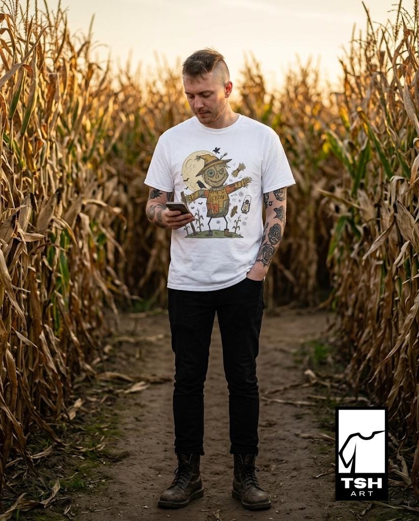 Unisex Scarecrow T-Shirt | Funny Halloween Print | Autumn Harvest Graphic Tee | Spooky Scarecrow T-Shirt