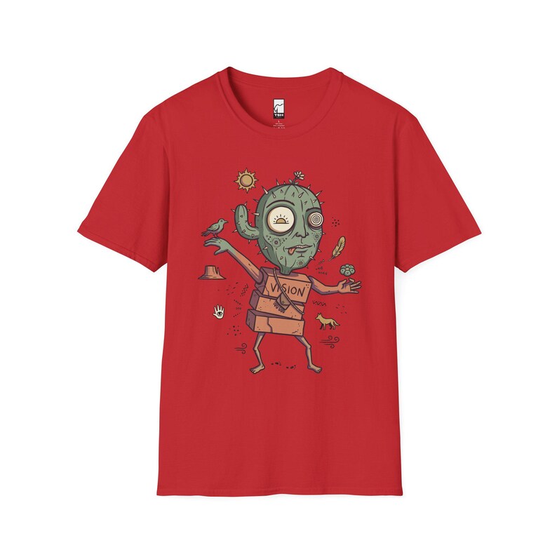 Psykedelisk kaktus-t-shirt | Desert Shaman Vision Quest grafisk t-shirt Red