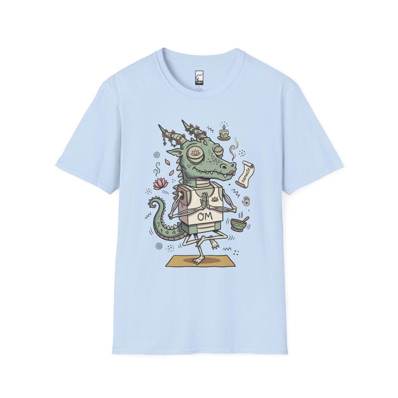 T-shirt yogadraak | Grappig T-shirt OM Namaste, zen-meditatie, uniseks shirt Light Blue