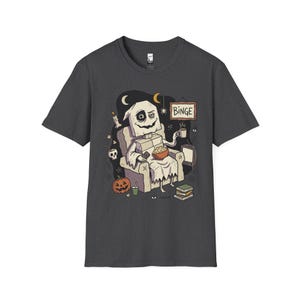 Cozy Halloween Ghost Shirt | Movie Night Graphic Tee | Spooky Season T Shirt | Autumn Binge Watching Tee | Vintage Cozy Tee | Unisex Gift Dark Heather
