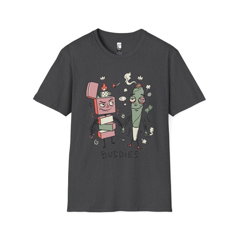 Stoner Buddies T-Shirt | Funny 420 Graphic Tee, Smoke Buddy Unisex Shirt, High Vibes Stoner Gift Dark Heather